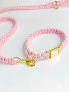 Light Pink Macrame Leash AND Collar Bundle